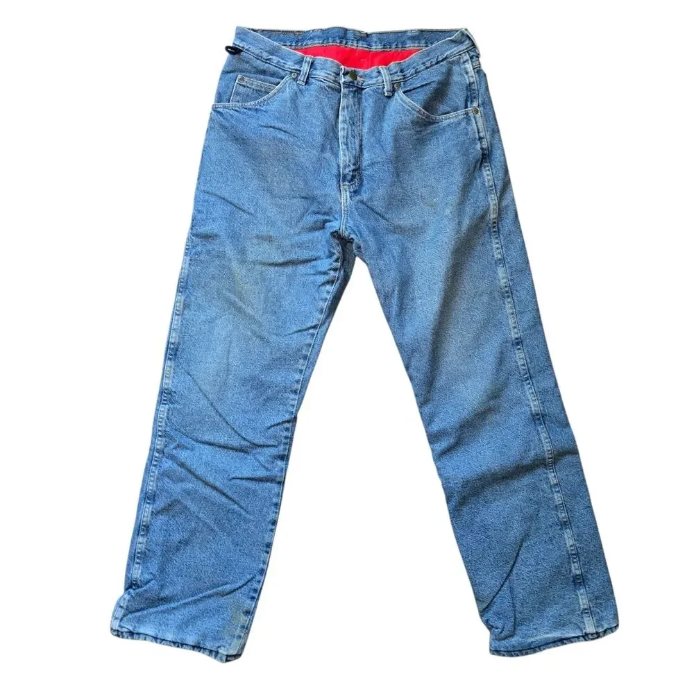 Vintage Wrangler Flannel Lined Jeans Mens 34x30* Red Quilted Heavyweight Denim